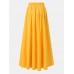 Women Solid Color A  Line Elastic Waist Casual Swing Skirts With Pocket