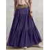 Solid Color Big Swing Elastic Waist Pleated Casual Long Skirt For Women