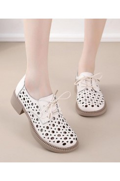 Beige Flat Feet Shoes Hollow Out Cross Strap Flat Feet Shoes