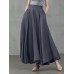 Women Solid Color Back Zip Pleated Casual Swing Skirts With Pocket