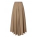 Casual Solid Color High Waist Pleated Irregular Hem Holiday Swing Maxi Skirts